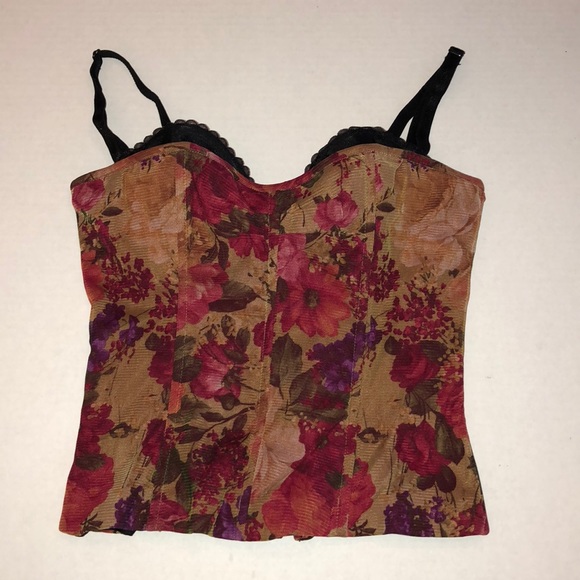 Victoria's Secret Other - Victoria’s Secret Gold Floral Zipper Corset Small